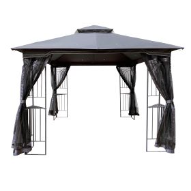 10x10 Outdoor Patio Gazebo Canopy Tent With Ventilated Double Roof And Mosquito net(Detachable Mesh Screen On All Sides),Suitable for Lawn, Garde