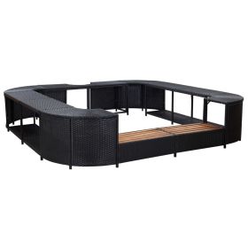 Square Spa Surround Black 105.5"x105.5"x21.7" Poly Rattan