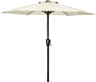 Simple Deluxe 7.5' Patio Outdoor Table Market Yard Umbrella with Push Button Tilt/Crank, 6 Sturdy Ribs for Garden, Deck, Backyard, Pool, 7.5ft, B