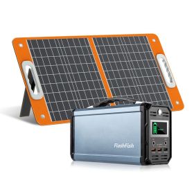 300W Solar Generator, FlashFish 60000mAh Portable Power Station Camping Potable Generator with 60W 18V Portable Solar Panel