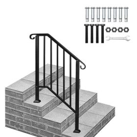 Artisasset Matte Black Outdoor 2-Step Iron Handrail (same as 82359152)