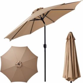 9FT Outdoor Patio Umbrella with 8 Ribs, Table Umbrellas with Push Button Tilt/Crank, UV Protection Waterproof for Garden Deck Backyard Pool, Khak