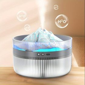 2 Color LED Mood Simulation Volcano Flame Light Humidifier -2L Large Capacity, Aromatherapy Diffuser With Timer, Auto Shutoff, Ultra Quiet Operat (Option: W13322954)