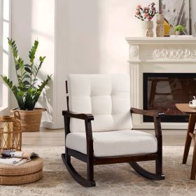 Carbonized Cedar With Detachable Beige Cushion Rocking Chair (Option: Brown White)