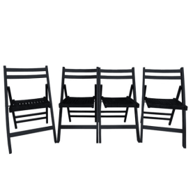 Set Of 4, Folding Chair - Black (Color: Black)