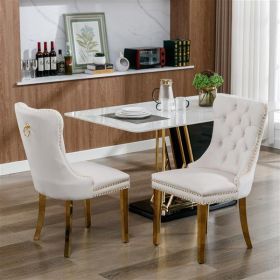 Velvet Upholstered Dining Chair - 2-piece Set (Option: Offwhite)