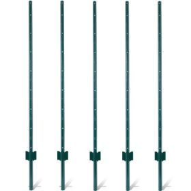 Fence Posts 3Feet - 10Pack, Heavy Duty Metal Fence Post With U-Channel, Steel Fence U-Post For Holding Garden Wire Fence, Corner Anchor Posts Etc (Option: 5Feet-5Pack)