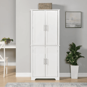 Bathroom Cabinets, Storage Cabinets, Cupboards, Storage Cabinets With Doors (Color: White)