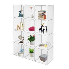 12 Grid White Storage Rack Without Doors (Color: White)