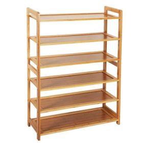 6-story Flat Shoe Rack In Natural Wood Color (Option: Wood)