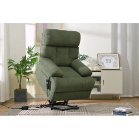 Oversized Power Lift Recliner Chair For Elderly, Electric Fabric Recliner Chair For Seniors, Home Theater Seating,Reclining Sofa Chair With Remot (Option: Dark Green)