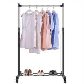 Adjustable Height Rolling Metal Hanger Chrome Alloy 30 Pounds Not Available On Weekends, Prohibited From Amazon (Color: Black)