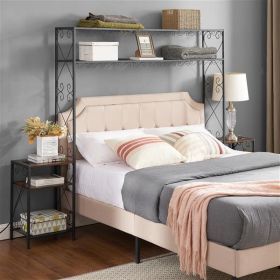 Queen Size Bed Frame With 2 Nightstands, Headboard With Locker, Easy To Assemble, Suitable For Bedrooms (Option: Headstand)