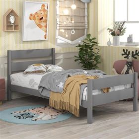 Single Bed With Headboard And Footboard, Grey (Color: Grey)