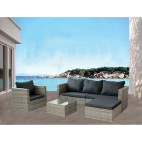 4pcs Patio Sets (Color: Grey)