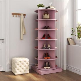 360 Swivel Shoe Cabinet 6 Floors (Color: Pink)