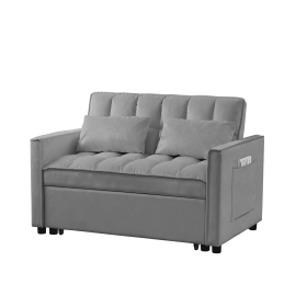 54 Inch Adjustable Backrest Sofa Or Sofa Bed, Futon Sofa With Double Armrests And Bag, Variable Bed 69.7 Inches  46.5 Inches (Option: Medium grey)