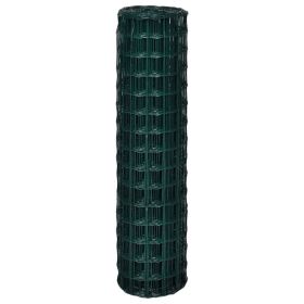 vidaXL Euro Fence Steel 32.8ftx4.9ft Green (Option: as picture)