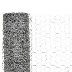 vidaXL Chicken Wire Fence Galvanised Steel 25x1.2 m Silver (Option: as picture)