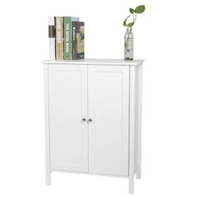 White Double Door Bathroom Cabinet (Color: White)