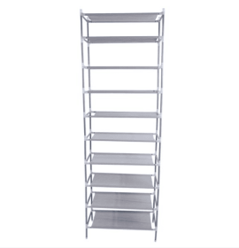 Combination Type Simple Shoe Rack Without Dust Cover, 10 Layers Of 30 Pairs Of High Foot Shoe Racks, Gray Tube (Option: Gray)