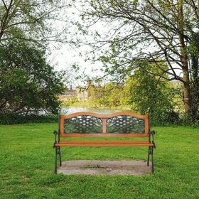 Double Arched Back Iron Wood Bench (Option: Bronze Natural)