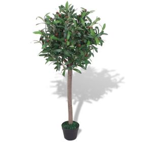 vidaXL Artificial Bay Tree Plant with Pot 120 cm Green (Option: as picture)