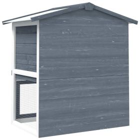 vidaXL Outdoor Rabbit Hutch 3 Doors Gray Wood (Option: as picture)