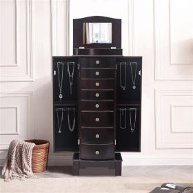 Floor-standing Eight-drawer Nine-layer Jewelry Cabinet (Color: Brown)