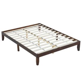 Basic Bed Frame, Coffee Colored Wooden Bed (Color: Brown)