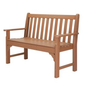 49in HDPE Bench With Backrest Vertical Teak (Option: Teak color)