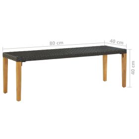 vidaXL Garden Bench 80 cm Poly Rattan Black (Option: as picture)