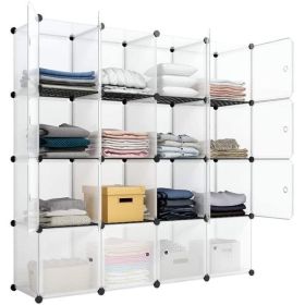 4-layer 16 Grid Plastic Wire Mesh With Door Cube Piece Storage Rack (Color: White)