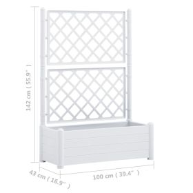 vidaXL Garden Planter with Trellis 100x43x142 cm PP White (Option: as picture)