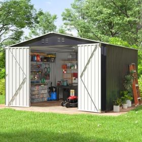 Outdoor Sheds 6FT X 8FT   Outdoor Storage Clearance, Metal Anti-Corrosion Utility Tool House With Lockable Door   Shutter Vents, Waterproof Stora (Color: Grey)