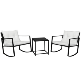 2pcs Single Rocking Chair And 1pc Coffee Table (Option: White and black)