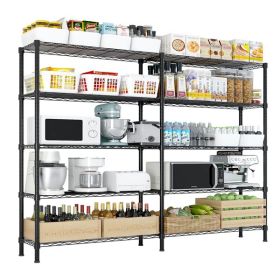 5-layer Double Row Adjustable Layer Spacing Display Rack Iron 147X35X180cm (Color: Black)