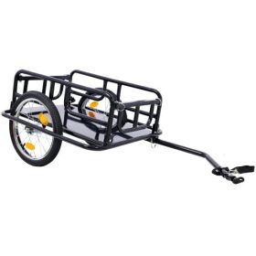 Foldable Bike Cargo Trailer With Universal Bike Hitch, Bicycle Wagon Trailer With 16 Wheels   Reflectors, Large Loading Bike Trailer Storage Cart (Color: Black)