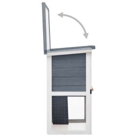 vidaXL Outdoor Rabbit Hutch 1 Door Gray Wood (Option: as picture)