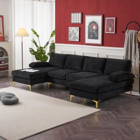 U-shaped Indoor Modular Sofa (Color: Black)