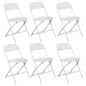 6pcs Classic White Plastic Folding Chair (Color: White)