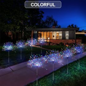 1 Pack Solar Firework Light Outdoor, IP65 Waterproof Solar Garden Flower Lights With 8 Lighting Modes, Decorative Fairy Lights With Stake (Color: Multicolor, size: 8 Mode 200LEDS)