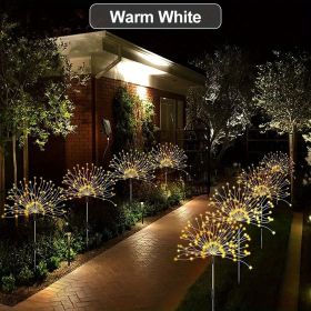 1 Pack Solar Firework Light Outdoor, IP65 Waterproof Solar Garden Flower Lights With 8 Lighting Modes, Decorative Fairy Lights With Stake (Color: Warm White, size: 8 Mode 240LEDS)