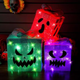 Christmas light box, LED light foldable decoration indoor and outdoor, Christmas light box gift decoration indoor and outdoor garden (Style: grimace)