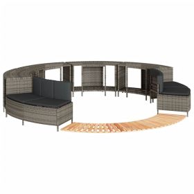 Hot Tub Surround Gray Poly Rattan and Solid Wood Acacia (Color: Gray)