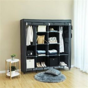 Non Woven Wardrobe With 4 Rows Of High Feet And 4 Side Pockets (Option: Gray)