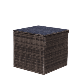 Wicker Patio Furniture Storage Box (Color: Brown)