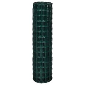 vidaXL Euro Fence Steel 82ftx4.9ft Green (Option: as picture)