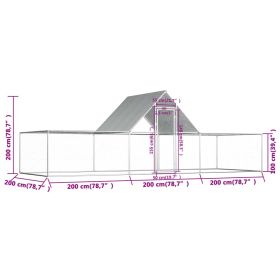 vidaXL Chicken Coop 6x2x2 m Galvanised Steel (Option: as picture)