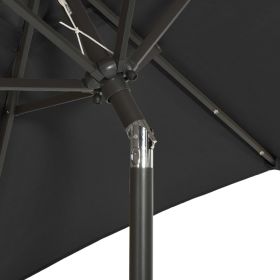 vidaXL Garden Parasol with LED Lights Black 78.7"x83.1" Aluminum (Option: as picture)